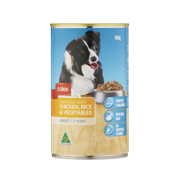 Coles Dog Food Casserole Chicken Rice Vegetable 700g